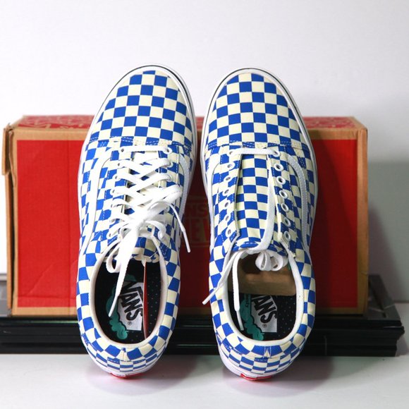 Stylish Checkered Blue and White Vans Sneakers Size 12 Never Worn Outside! - Picture 6 of 11